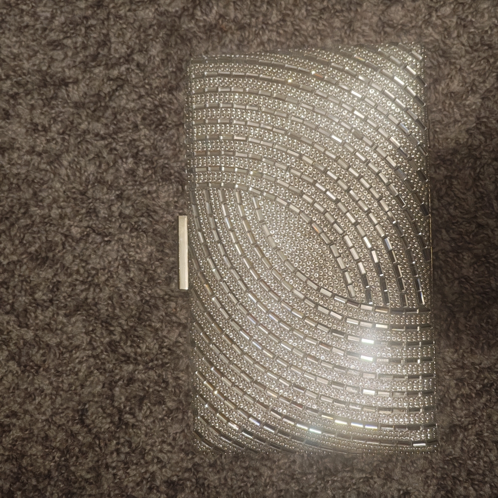 Primark Silver Clutch with Rhinestone Design